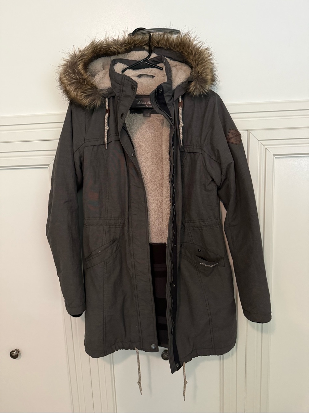 Eddie Bauer Women’s Faux-Fur Hooded Parka Jacket - Charcoal